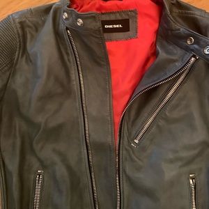 Diesel Men’s Blue Leather Jacket